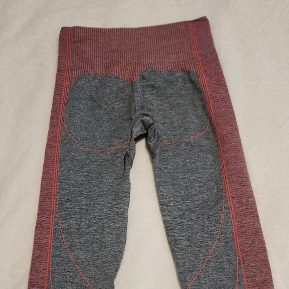 Gymshark Hyper Amplify Leggings - Charcoal Marl/Coral - Picture 2 of 4